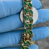 14K Gold Plated Green Cuban Link Bracelet
