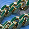 14K Gold Plated Green Cuban Link Bracelet