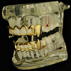 14K Gold Plated Grillz 4 Full Open Face Vampire Fangs Set