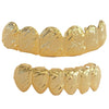 14K Gold Plated Grillz Diagonal Cut Slashes Nugget Dust Teeth Set