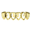 14K Gold Plated Grillz Four Open Face Diamond-Cut 4 Windows Bottom Teeth