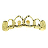 14K Gold Plated Grillz Four Open Face Diamond-Cut Top Teeth 4 Windows