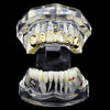 14K Gold Plated Grillz Four Open Face Diamond-Cut Top Teeth 4 Windows