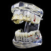 14K Gold Plated Grillz Four Open Face Diamond-Cut Top Teeth 4 Windows