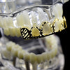 14K Gold Plated Grillz Four Open Face Diamond-Cut Top Teeth 4 Windows