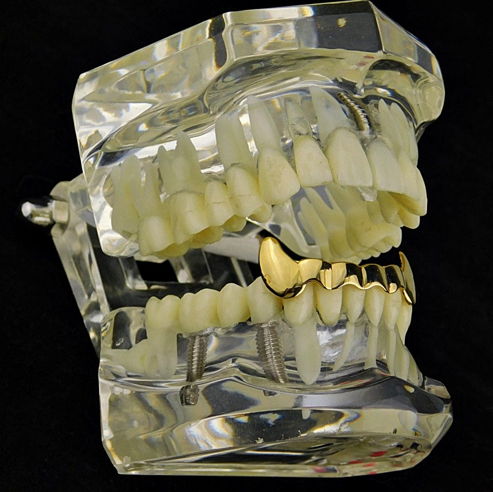 14K Gold Plated Half Bottom Teeth Vampire Fangs Grillz