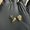 14k Gold Plated Heart Shape "Gold Nugget" Small Stud Earrings
