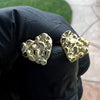 14k Gold Plated Heart Shape "Gold Nugget" Small Stud Earrings