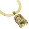 14K Gold Plated  Herringbone Chain 14MM 30" w/Jesus Head Pendant