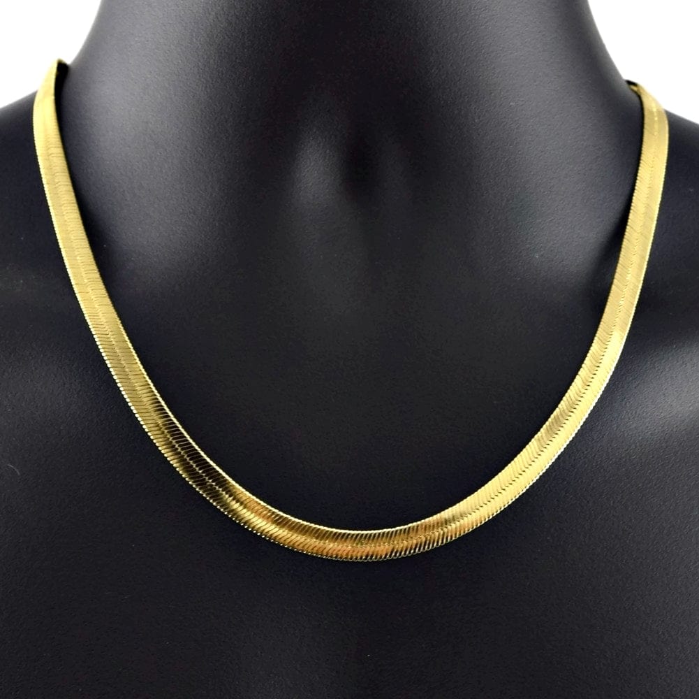 14K Gold Plated Herringbone Chain Necklace 20
