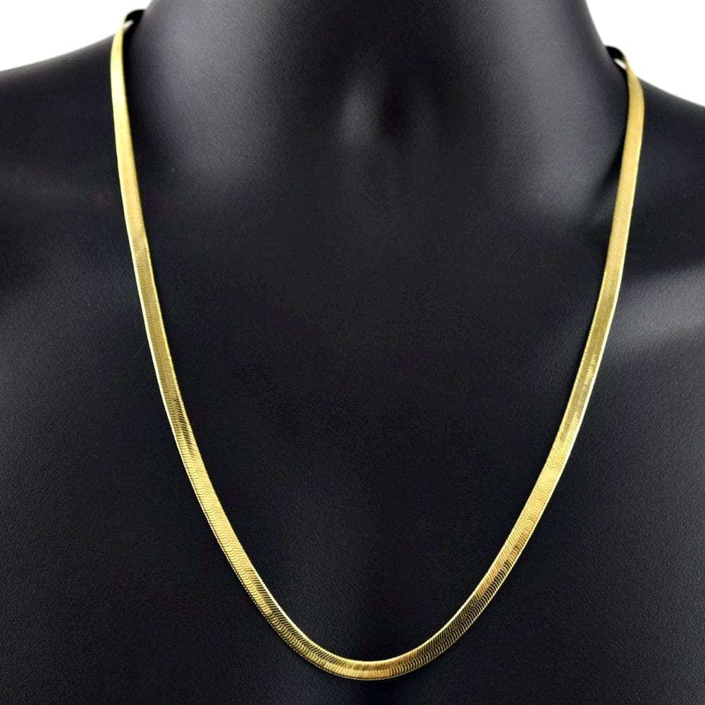 14K Gold Plated Herringbone Choker Necklace - 14.5" Snake Chain With 2" Extender, Minimalist Layered Jewelry Gift