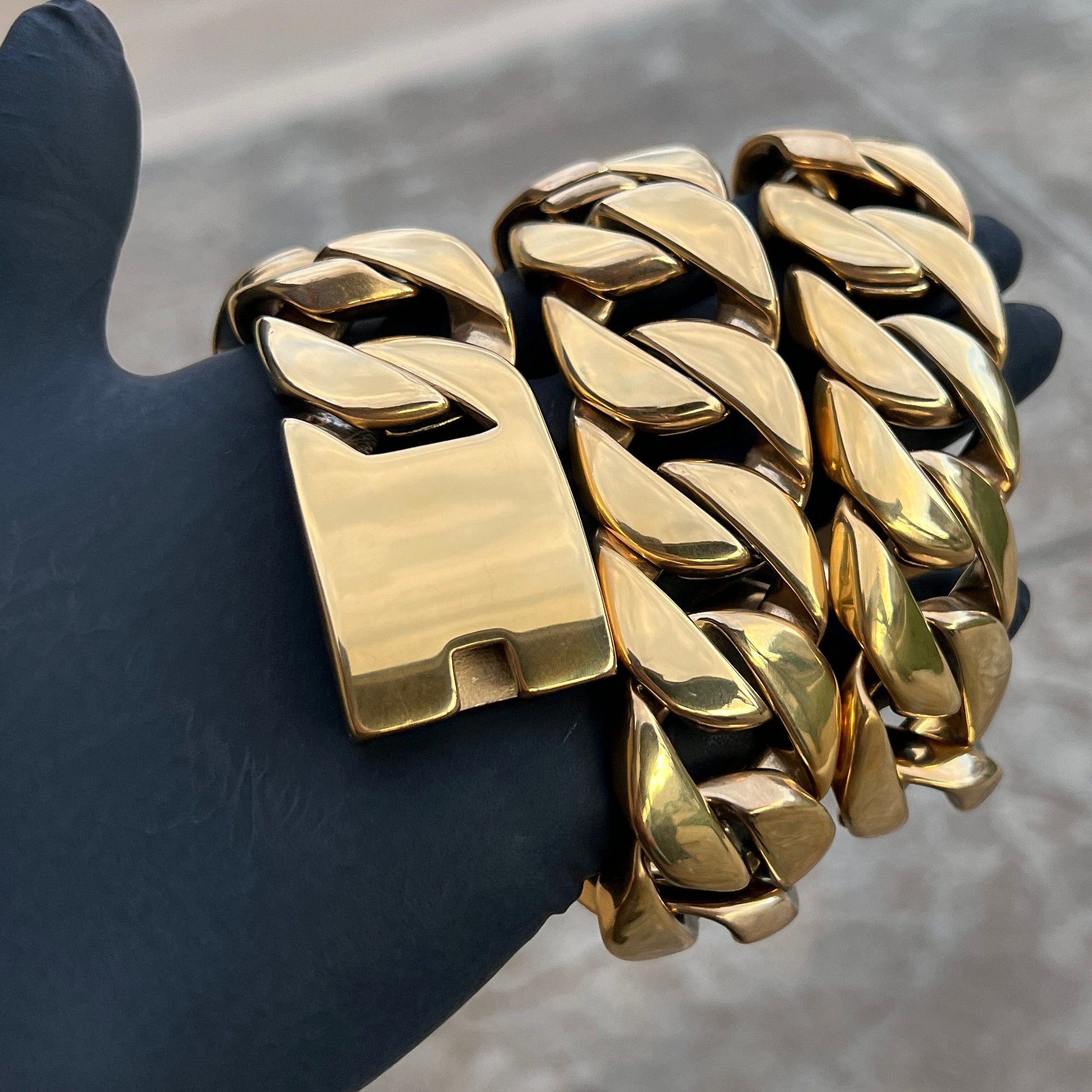 14K Gold Plated Huge Cuban Chain 316L Stainless Steel 30MM 24