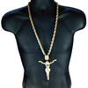 14K Gold Plated Huge Jesus Body 4.5" Pendant Rope Chain Necklace 30"