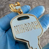 14K Gold Plated Huge Kingdom Key Pendant Iced Flooded Out