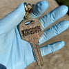 14K Gold Plated Huge Kingdom Key Pendant Iced Flooded Out