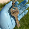 14K Gold Plated Huge Kingdom Key Pendant Iced Flooded Out