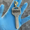 14K Gold Plated Huge Kingdom Key Pendant Iced Flooded Out