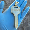 14K Gold Plated Huge Kingdom Key Pendant Iced Flooded Out