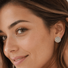 14K Gold Plated Huge Round Circle Glitter Pave Earrings 18MM