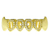 14K Gold Plated Iced CZ 4 Open Bottom Vampire Fangs Grillz