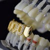 14K Gold Plated Iced CZ 4 Open Bottom Vampire Fangs Grillz