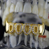 14K Gold Plated Iced CZ 4 Open Bottom Vampire Fangs Grillz