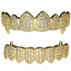 14K Gold Plated Iced CZ 8/8 Vampire Fangs Grillz Set