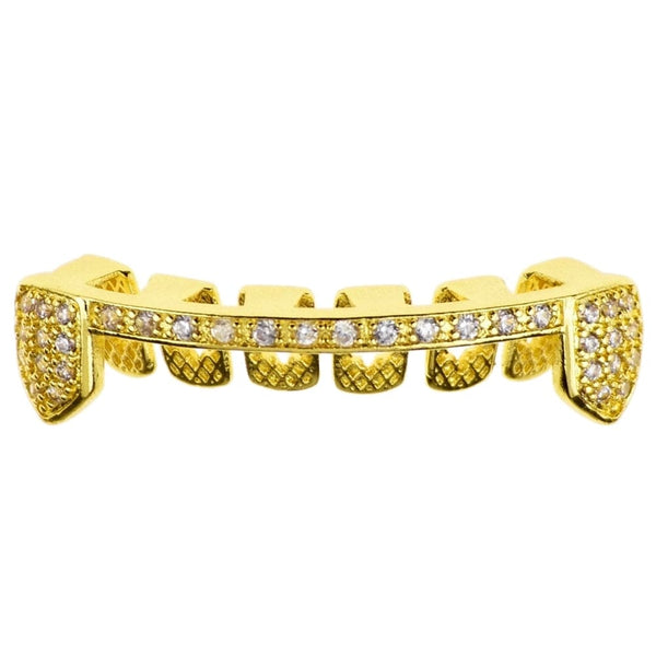 thumbnail image 2 of Iced 3 Row Bottom Grillz – 14k Gold Plated Hip Hop Grills With Simulated CZ (Best Grillz) 2 of 6