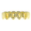 14K Gold Plated Iced CZ Four Open Face Bottom Teeth Grillz