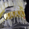 14K Gold Plated Iced CZ Four Open Face Bottom Teeth Grillz