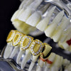 14K Gold Plated Iced CZ Four Open Face Bottom Teeth Grillz