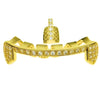 14K Gold Plated Iced CZ Gap & Bar Teeth Grillz Set