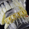 14K Gold Plated Iced CZ Six Open Face Bottom Teeth Grillz