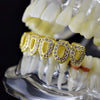 14K Gold Plated Iced CZ Six Open Face Bottom Teeth Grillz