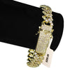 14K Gold Plated Iced CZ Zig Zag Bracelet 8.5" x  12MM