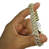 14K Gold Plated Iced CZ Zig Zag Bracelet 8.5" x  12MM