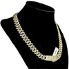 14K Gold Plated  Iced CZ Zigzag Chain Necklace 18"