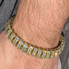 14K Gold Plated Iced Dome Flooded Out Bracelet Simulated CZ 8.5"