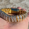 14K Gold Plated Iced Dome Flooded Out Bracelet Simulated CZ 8.5"