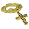 14k Gold Plated Iced Micro Curved Cross Rope Chain 24"