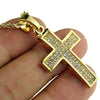 14k Gold Plated Iced Micro Curved Cross Rope Chain 24"