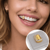 14K Gold Plated Iced Shield Single Top Tooth Cap