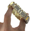 14K Gold Plated Iced Square Links Bracelet 8" x 23MM Thick