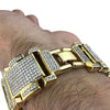 14K Gold Plated Iced Square Links Bracelet 8" x 23MM Thick