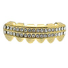 14K Gold Plated Iced Two-Row Bottom Teeth Grillz