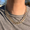 14K Gold Plated Iridescent Cuban Link Chain Necklace Iced Baguettes 14MM 20"