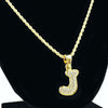 14K Gold Plated J Letter Micro Chain Rope Necklace