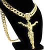 14k Gold Plated Jesus Body 3.5" Pendant  Cuban Chain Necklace 33"