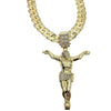 14k Gold Plated Jesus Body 3.5" Pendant  Cuban Chain Necklace 33"