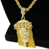 14K Gold Plated Jesus Head Dazzling Glitter Rope Chain Necklace 24"